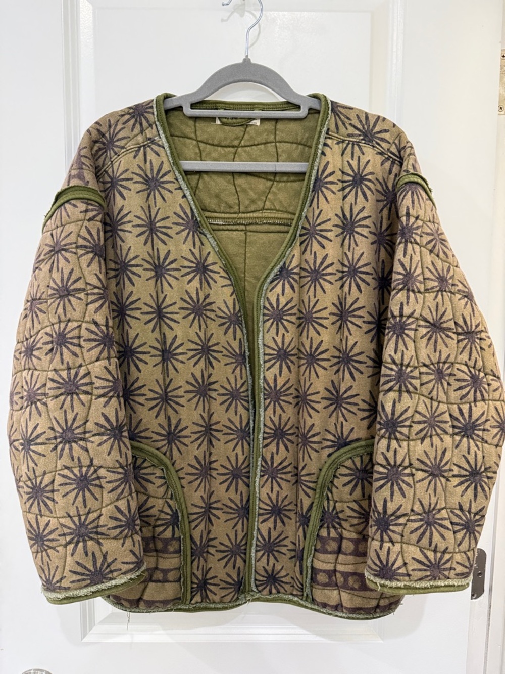 Quilted Patterned Olive Jacket